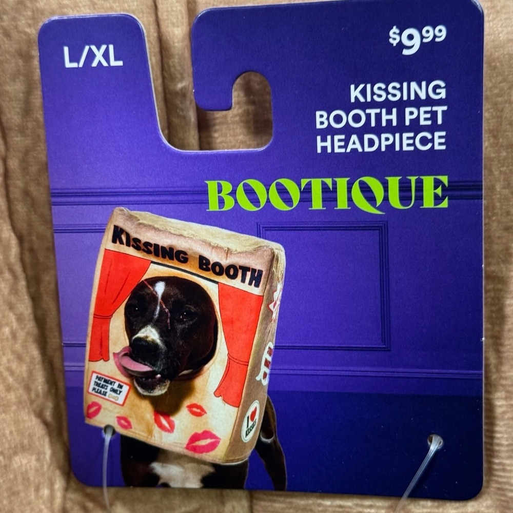 Bootique Kissing Booth Pet Headpiece Halloween Dog Costume Tan Red L/XL NWT